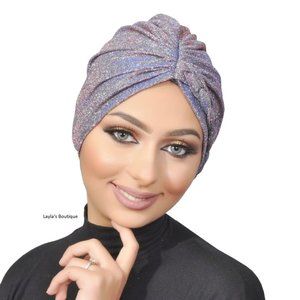 Turban Braided glitter fabric turban , sparkling turban , women turban
